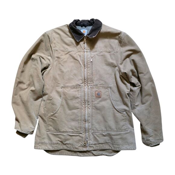 Vintage Carhartt Canvas Ridge Work Jacket Lined Large TALL C61 CML 14806 Tan - Picture 12 of 12